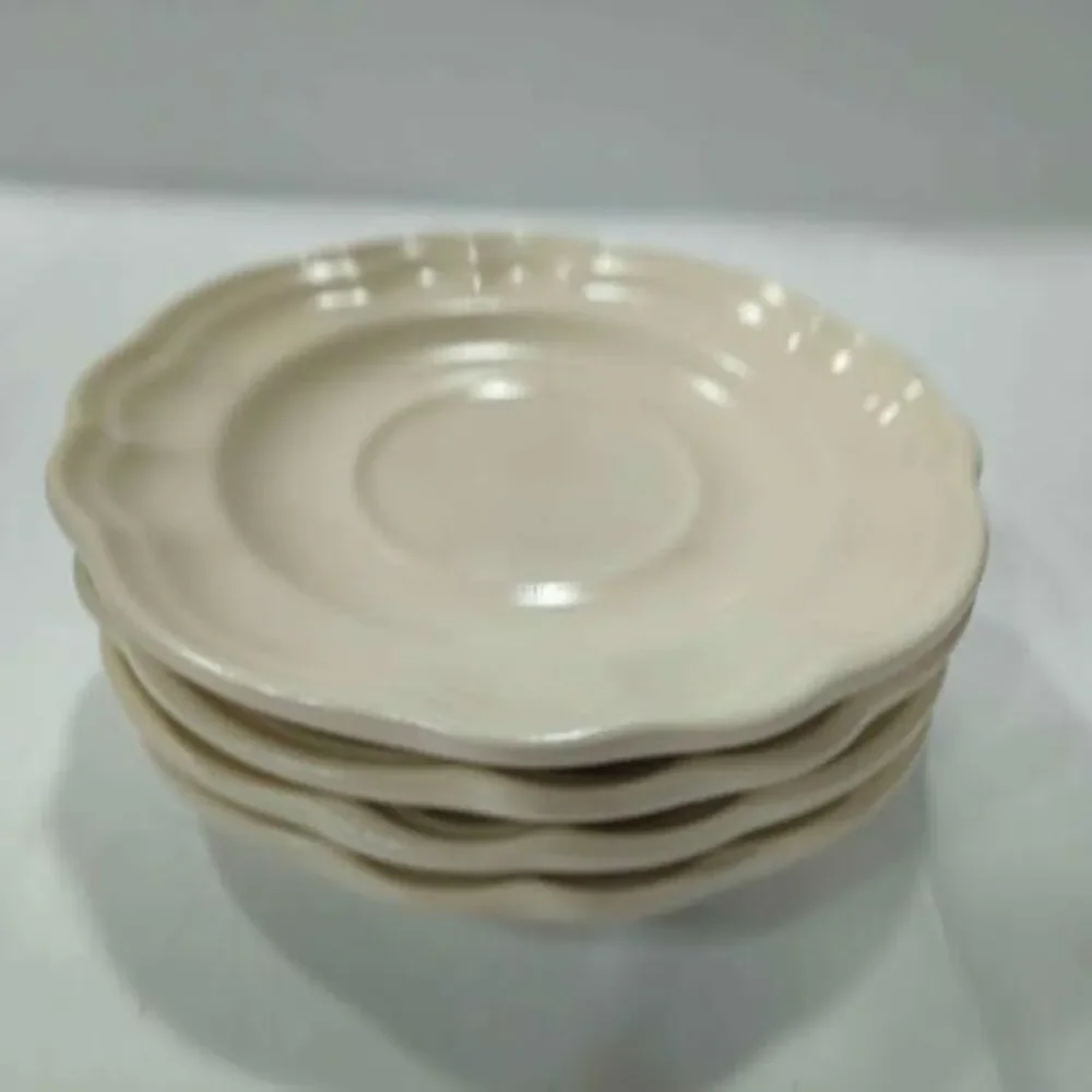 Gibson Housewares Cream Scalloped Saucers Set of 4